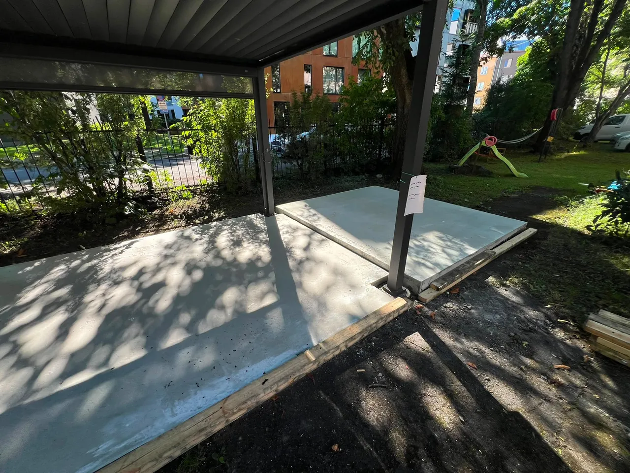 Completed concrete slab after pouring and curing